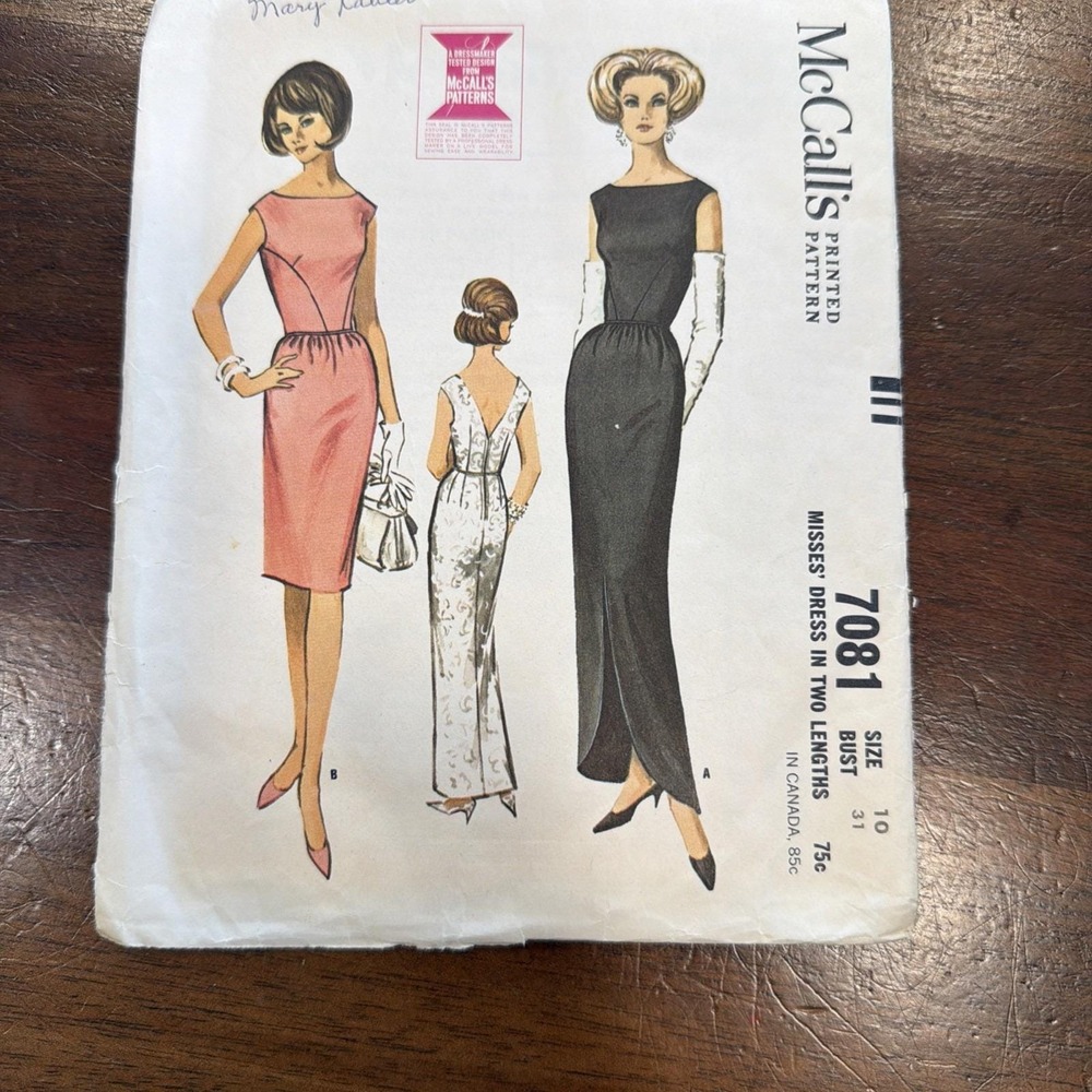 McCall's Vintage Printed Pattern 7081 Misses Dress Two Lengths